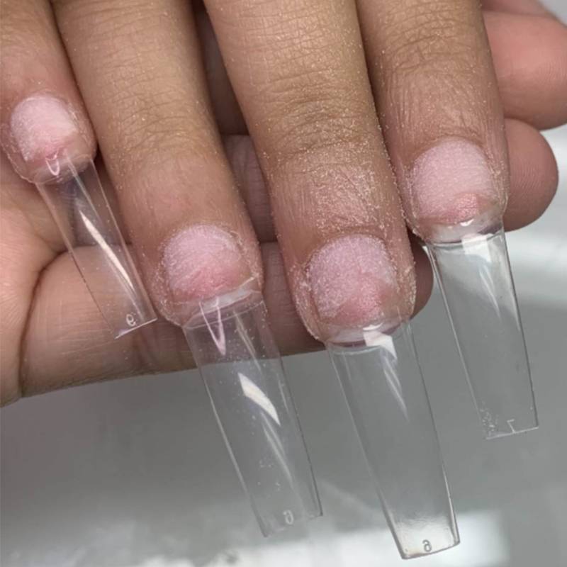 2021 Wholesale 500pcs Clear/natural False Artificial French Half Cover Tapered Coffin Nail Tips