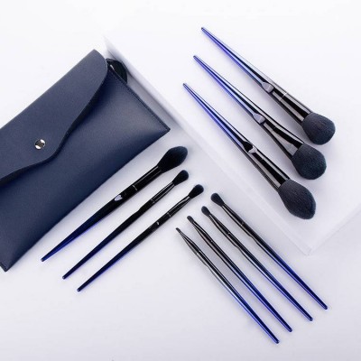 Manufactures Top Quality10pcs Wood Handle Private Label Foundation Cosmetic Vegan Professional Makeup Brushes With Pu Bag